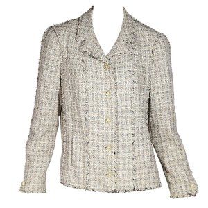 Chanel Tweed Lesage Jacket Cream Black 46 10